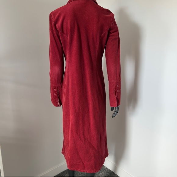 Cotton Ginny Red Corduroy Button Front Midi Dress Size 5 - Picture 7 of 11